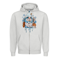 Dove Grey winter gnome coffee Zipper Hoodie - JahusDesignShop