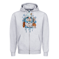 Heather Grey winter gnome coffee Zipper Hoodie - JahusDesignShop