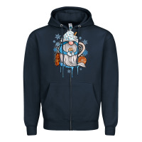 Navy winter gnome coffee Zipper Hoodie - JahusDesignShop