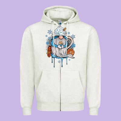 Winter Gnome Coffee Zipper Hoodie Designed By Jahusdesignshop