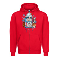 Red winter gnome coffee Zipper Hoodie - JahusDesignShop