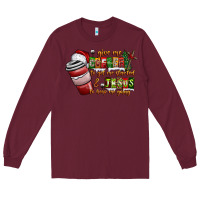 Burgundy Coffee  Jesus Long Sleeve Tee - CowhideDigitalArt
