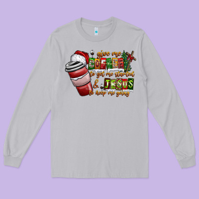 Coffee  Jesus Long Sleeve Tee Designed By Cowhidedigitalart