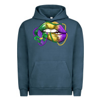 Pigment Midnight Navy mardi gras lips Urban Hoodie - LillyAllenDesigns