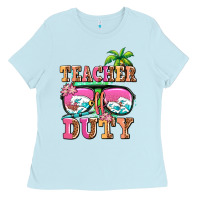 Baby Blue teacher off duty Ladies Tee - AdoDesignShop