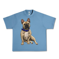 Pebble Blue french bulldog with royal blue Urban Heavy Tee - RanaPortraitStore
