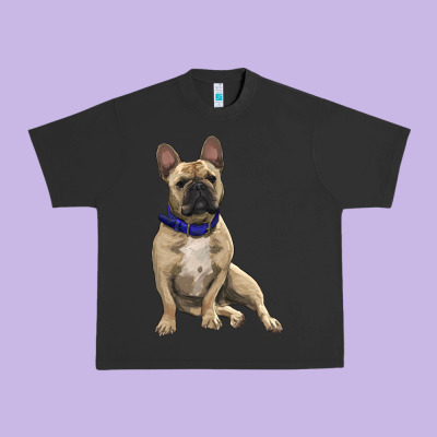 French Bulldog With Royal Blue Urban Heavy Tee Designed By Ranaportraitstore
