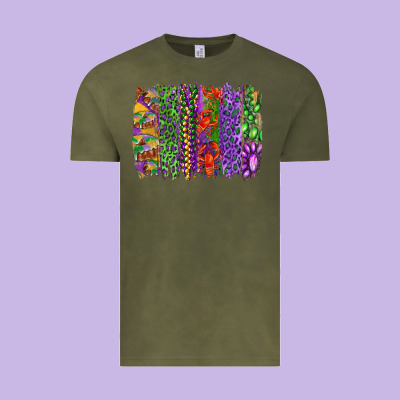 Vintage Tee Mardi gras brush strokes king cake and craw fish