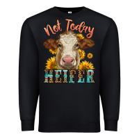 Black heifer with sunflowers Premium Sweatshirt - LillyAllenDesigns