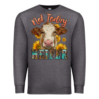 Charcoal Heather heifer with sunflowers Premium Sweatshirt - LillyAllenDesigns