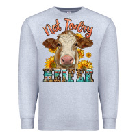 Heather Grey heifer with sunflowers Premium Sweatshirt - LillyAllenDesigns