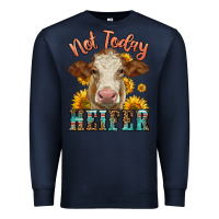 Navy heifer with sunflowers Premium Sweatshirt - LillyAllenDesigns