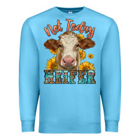 Ocean Blue heifer with sunflowers Premium Sweatshirt - LillyAllenDesigns