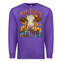 Purple heifer with sunflowers Premium Sweatshirt - LillyAllenDesigns