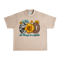 French Oak with god all things are possible sunflower Urban Heavy Tee - Zillion Design Studio