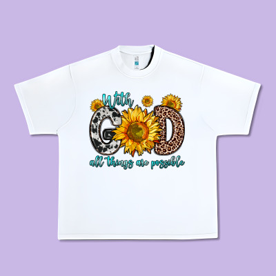 With God All Things Are Possible Sunflower Urban Heavy Tee Designed By Zillion Design Studio