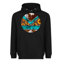 Black turquoise cowhide leopard sunflowers round Heavyweight Hoodie - Artiststas