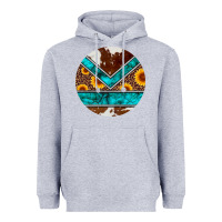 Heather Grey turquoise cowhide leopard sunflowers round Heavyweight Hoodie - Artiststas
