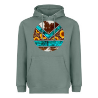 Sage turquoise cowhide leopard sunflowers round Heavyweight Hoodie - Artiststas