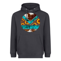 Smoke turquoise cowhide leopard sunflowers round Heavyweight Hoodie - Artiststas