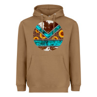 Toasted Coconut turquoise cowhide leopard sunflowers round Heavyweight Hoodie - Artiststas