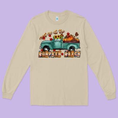 Meet Me Af The Pumpkin Patch Long Sleeve Tee Designed By Cowhidedigitalart