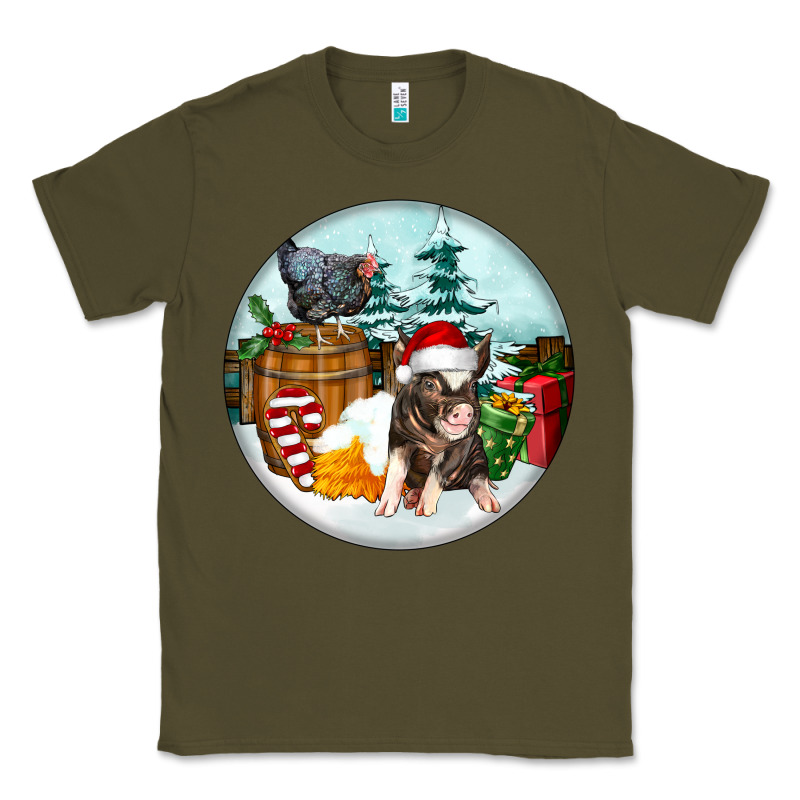 Christmas Pig With Chicken Classic Tee by FaDigitalArtStudio | Teevron