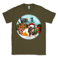Army Green Christmas Pig With Chicken Classic Tee - FaDigitalArtStudio