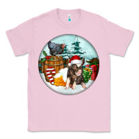 Bubblegum Pink Christmas Pig With Chicken Classic Tee - FaDigitalArtStudio