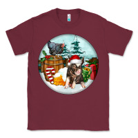 Burgundy Christmas Pig With Chicken Classic Tee - FaDigitalArtStudio