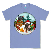 Colony Blue Christmas Pig With Chicken Classic Tee - FaDigitalArtStudio