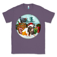 Lavender Christmas Pig With Chicken Classic Tee - FaDigitalArtStudio