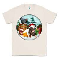 Natural Christmas Pig With Chicken Classic Tee - FaDigitalArtStudio