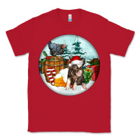 Red Christmas Pig With Chicken Classic Tee - FaDigitalArtStudio