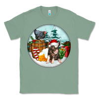 Sage Christmas Pig With Chicken Classic Tee - FaDigitalArtStudio
