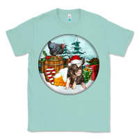 Seafoam Christmas Pig With Chicken Classic Tee - FaDigitalArtStudio