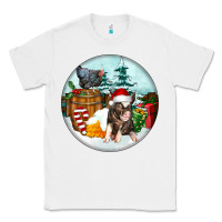 White Christmas Pig With Chicken Classic Tee - FaDigitalArtStudio