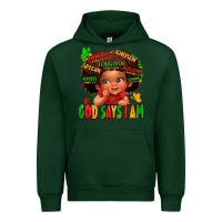 Forest Green god says i am juneteenth kid Urban Hoodie - LillyAllenDesigns