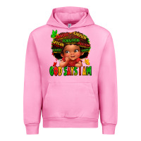 Fuchsia Pink god says i am juneteenth kid Urban Hoodie - LillyAllenDesigns