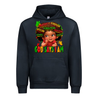 Navy god says i am juneteenth kid Urban Hoodie - LillyAllenDesigns