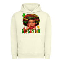 Pigment Pistachio god says i am juneteenth kid Urban Hoodie - LillyAllenDesigns