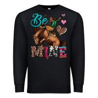 Black be mine cowboy rodeo valentines day Premium Sweatshirt - Jasminsmagicworld