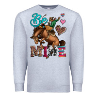 Heather Grey be mine cowboy rodeo valentines day Premium Sweatshirt - Jasminsmagicworld