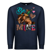Navy be mine cowboy rodeo valentines day Premium Sweatshirt - Jasminsmagicworld