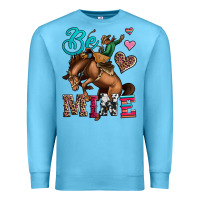Ocean Blue be mine cowboy rodeo valentines day Premium Sweatshirt - Jasminsmagicworld