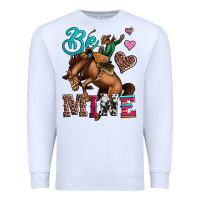 White be mine cowboy rodeo valentines day Premium Sweatshirt - Jasminsmagicworld