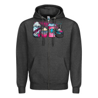 Charcoal Heather racing coffee cups Zipper Hoodie - JahusDesignShop