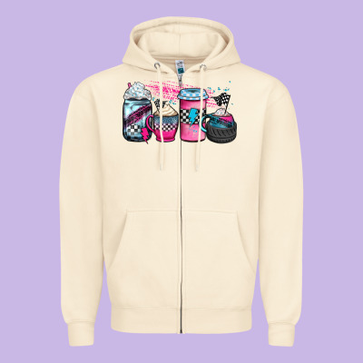 Racing Coffee Cups Zipper Hoodie Designed By Jahusdesignshop
