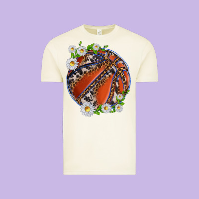 Vintage Tee basketball with patterns and daisies