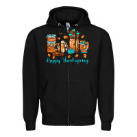 Black happy thanksgiving coffee Zipper Hoodie - JahusDesignShop
